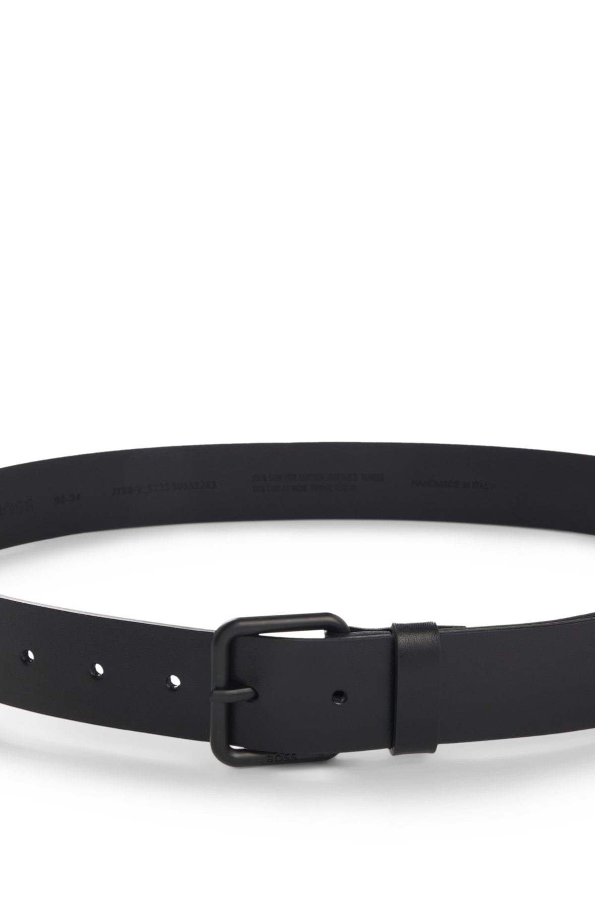 Tonal-buckle belt in Italian leather