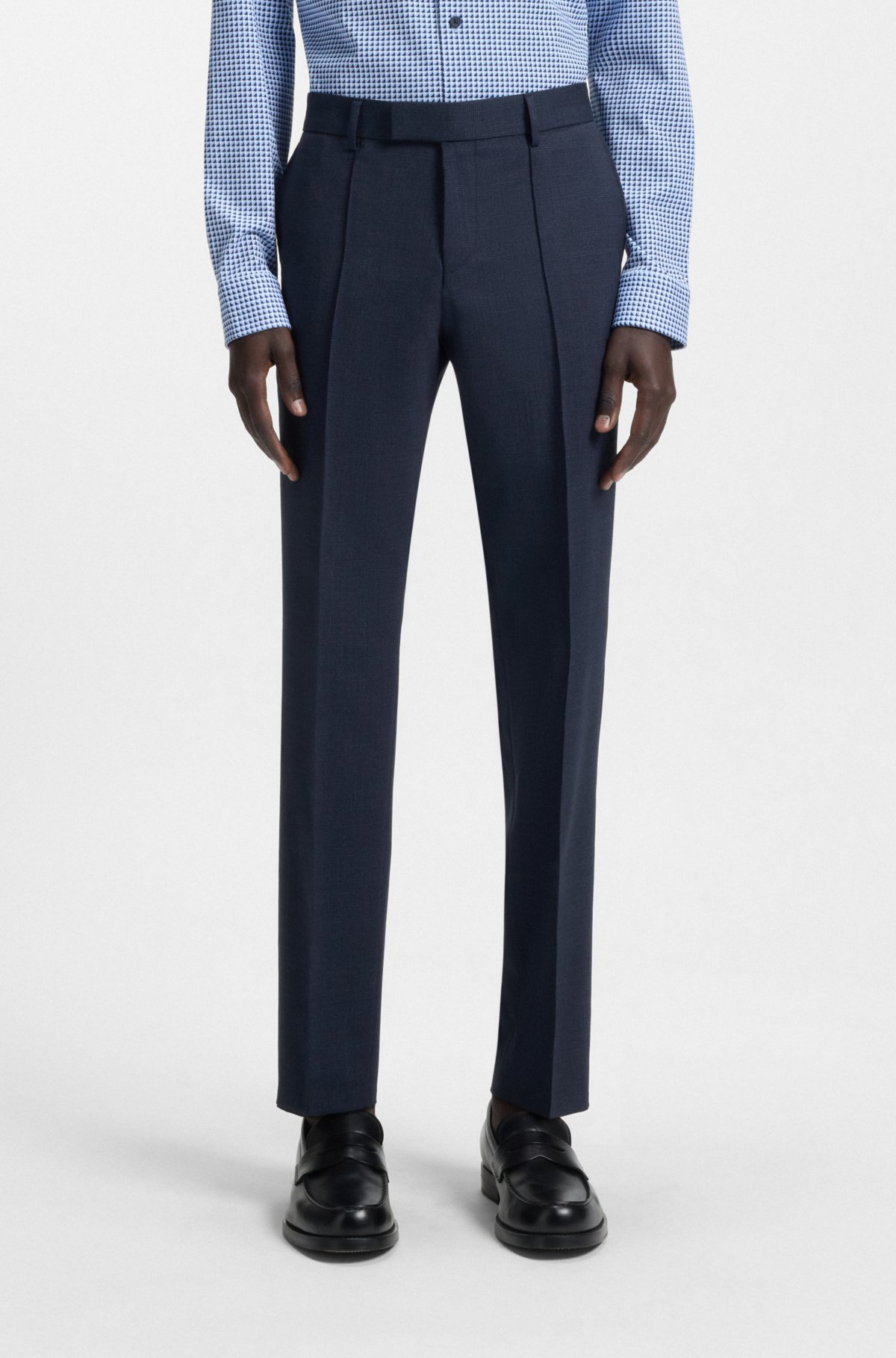 Patterned slim-fit suit in stretch wool