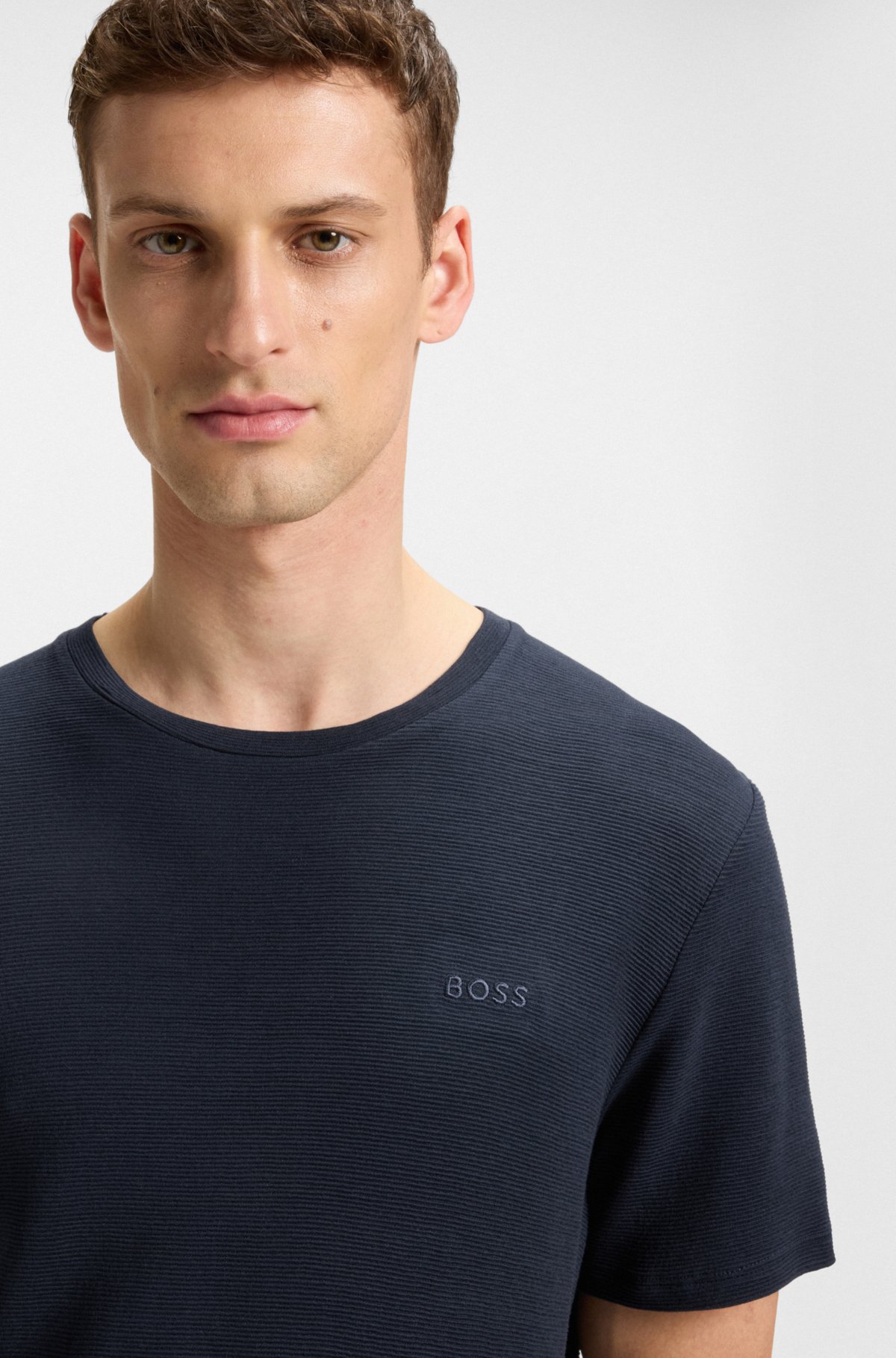 Embroidered-logo pyjama T-shirt in stretch jersey