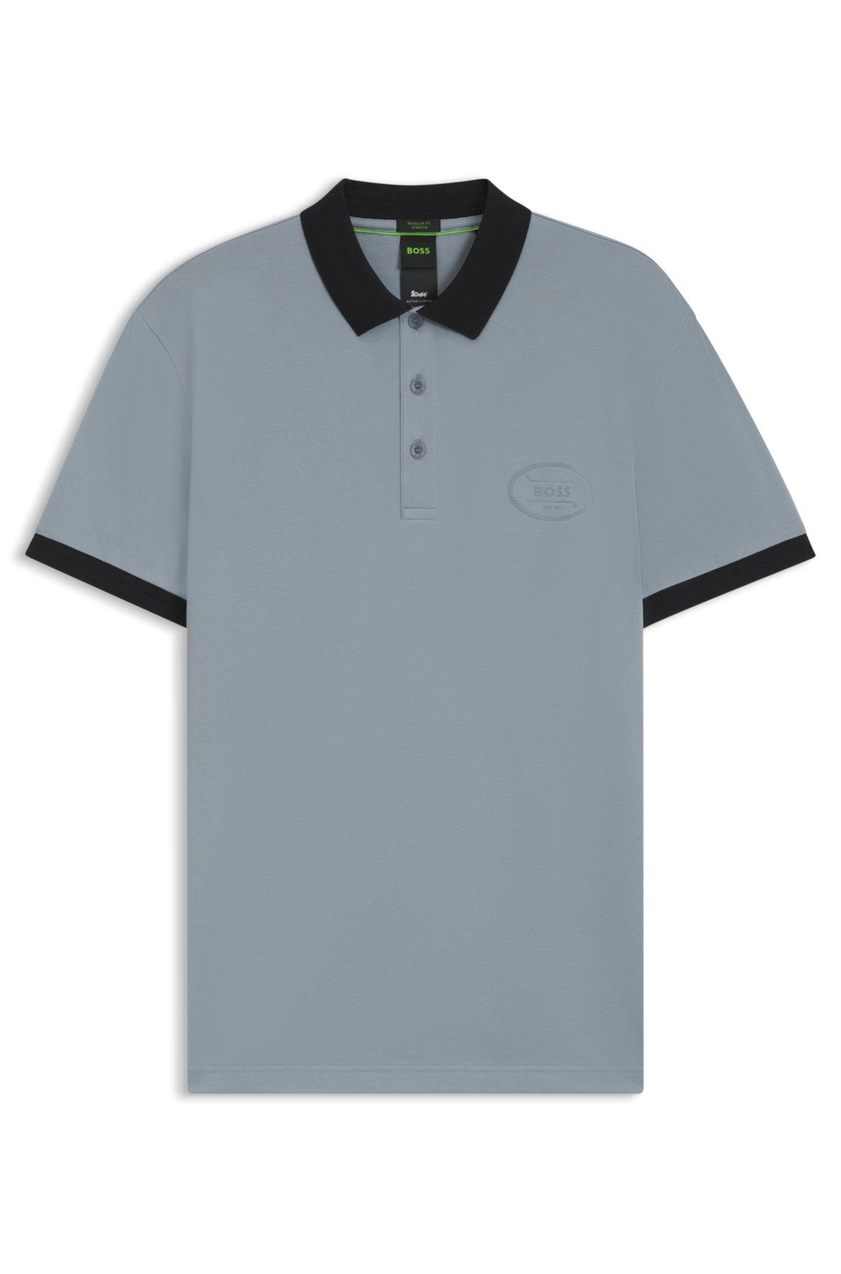 Active-stretch polo shirt in a cotton blend