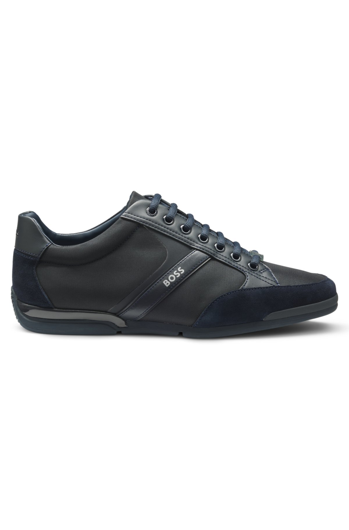 Mixed-material trainers with suede and faux leather
