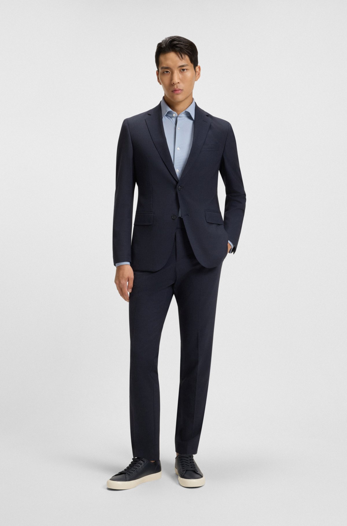 Slim-fit shirt in Italian performance-stretch fabric