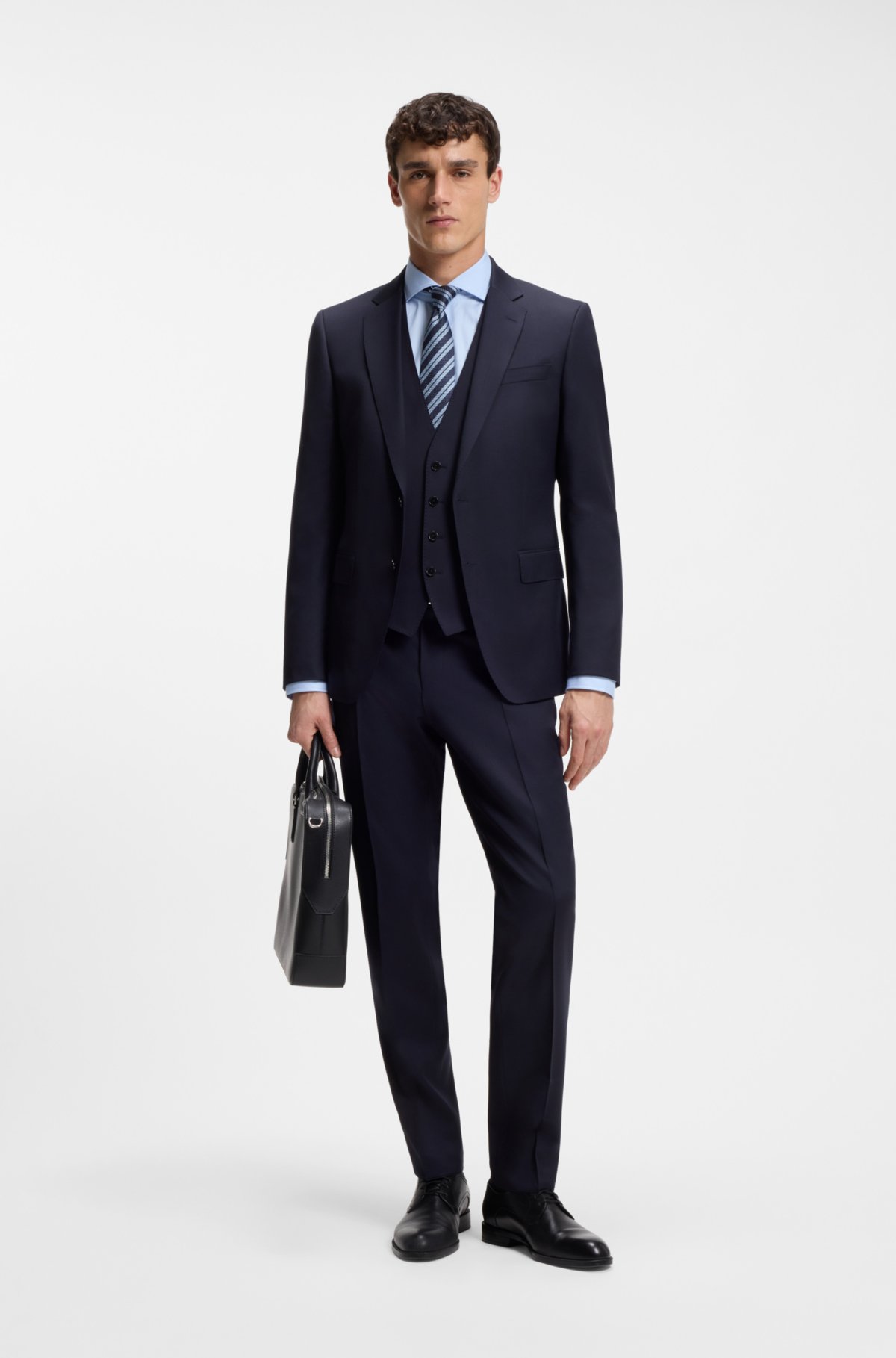 Slim-fit waistcoat in virgin-wool serge