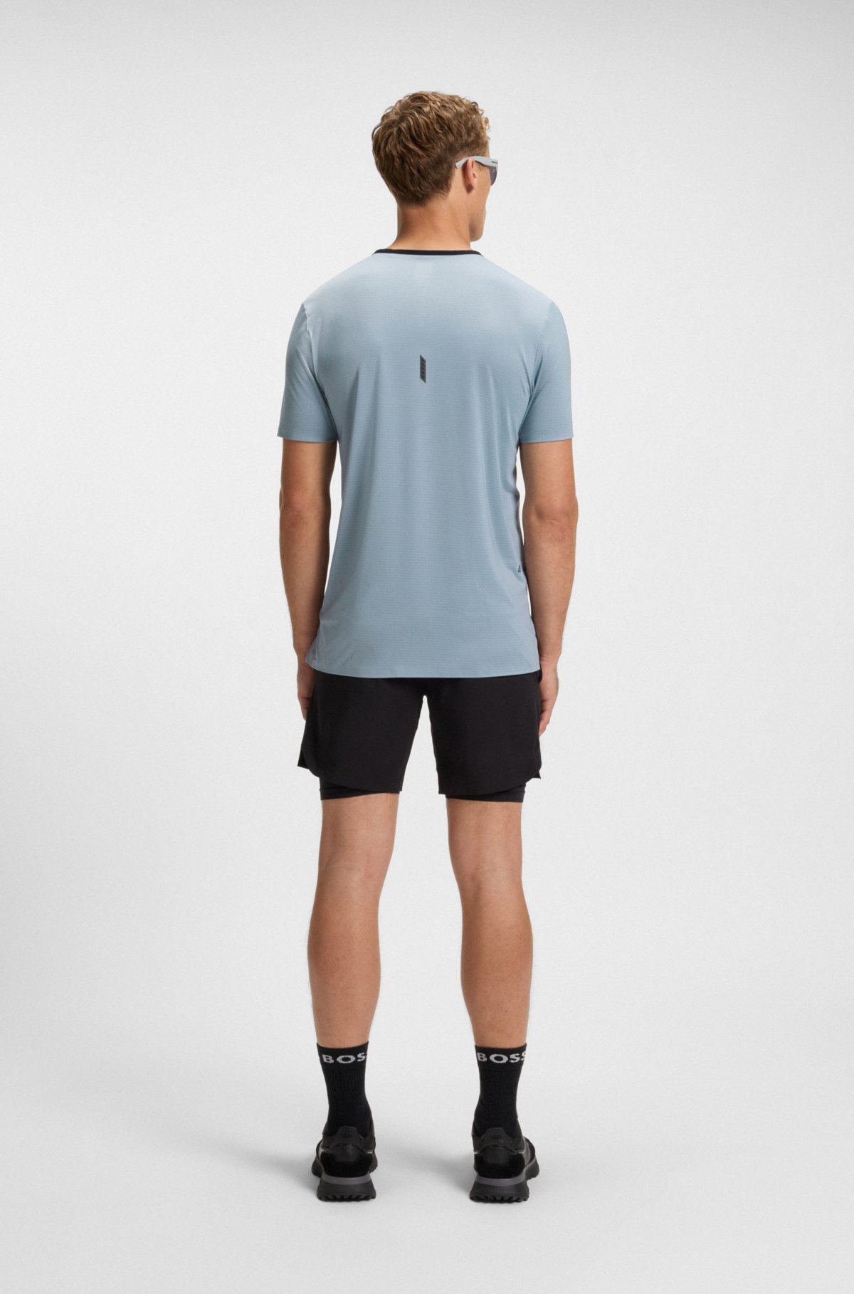 Active mesh-jersey T-shirt with decorative reflective details