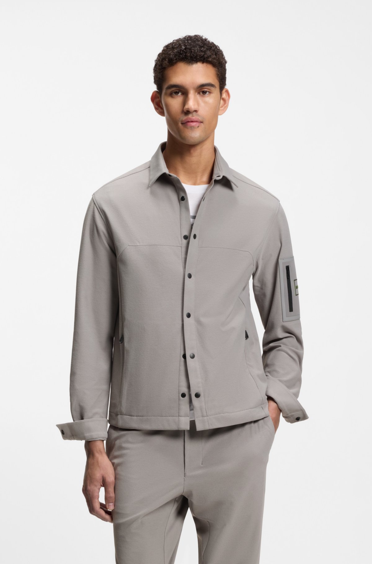 Relaxed-fit overshirt in waffle fabric