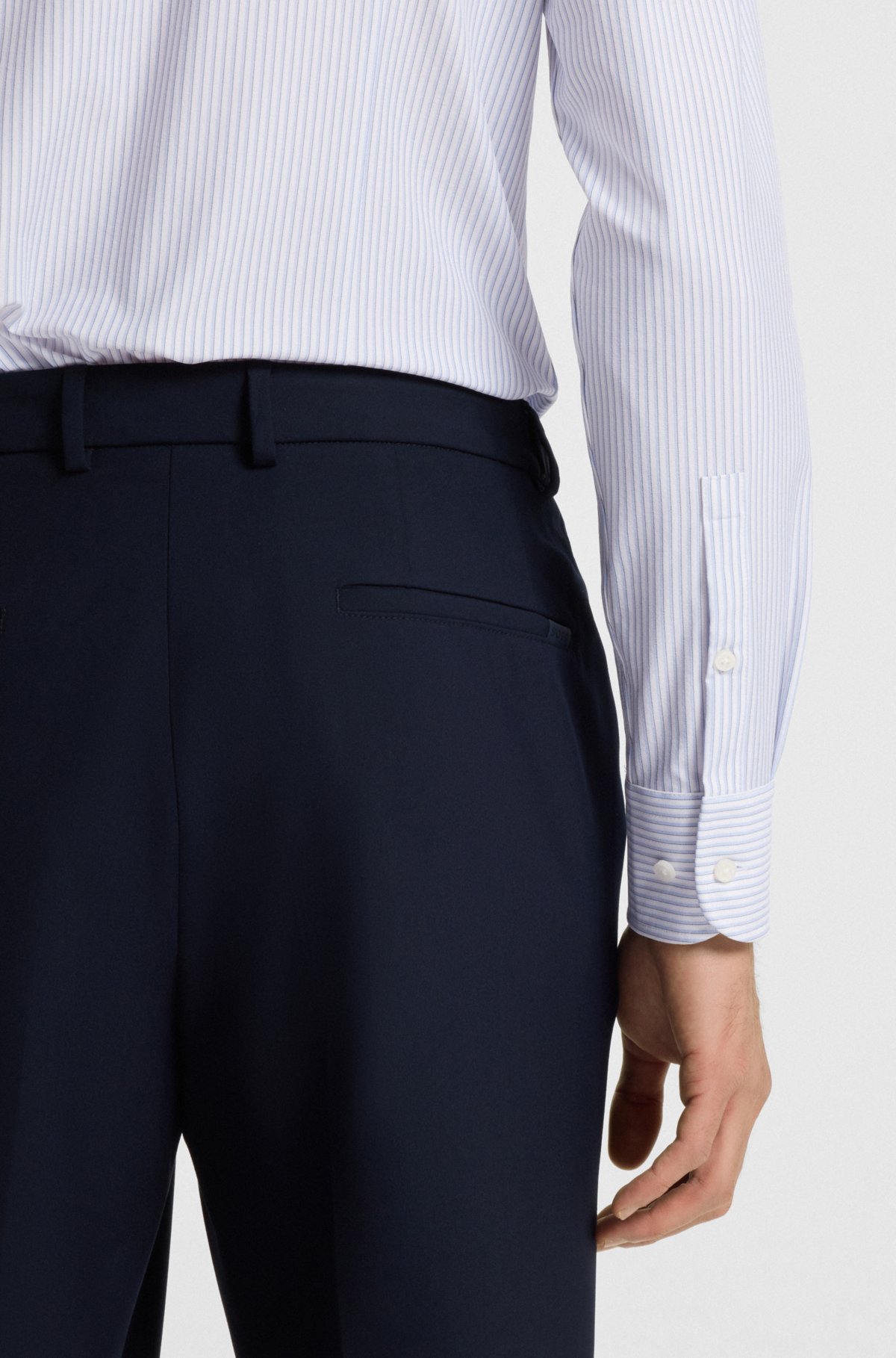 Striped slim-fit shirt in performance-stretch fabric