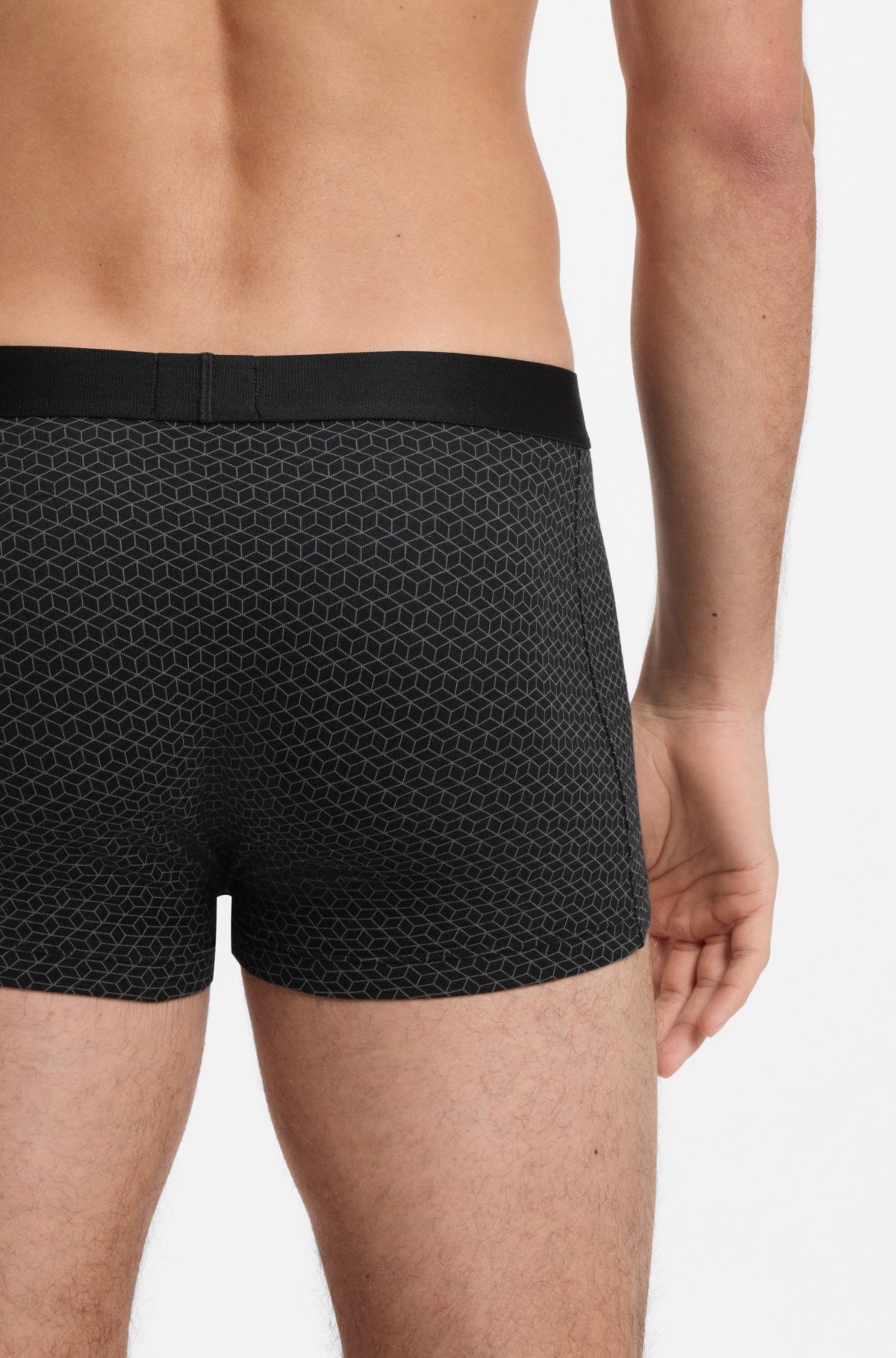 Three-pack of stretch-cotton trunks with logos