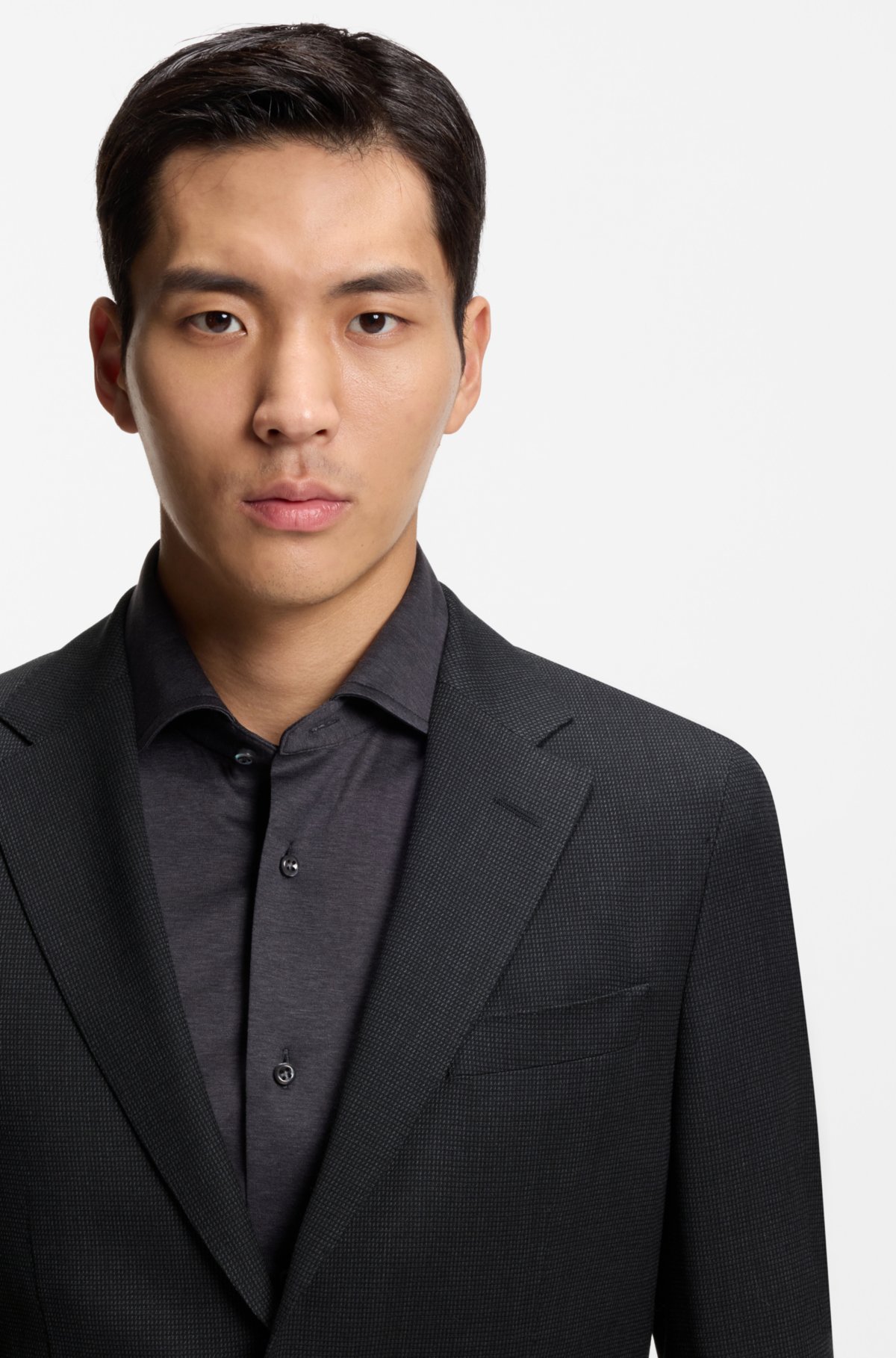 Slim-fit jacket in virgin wool and silk