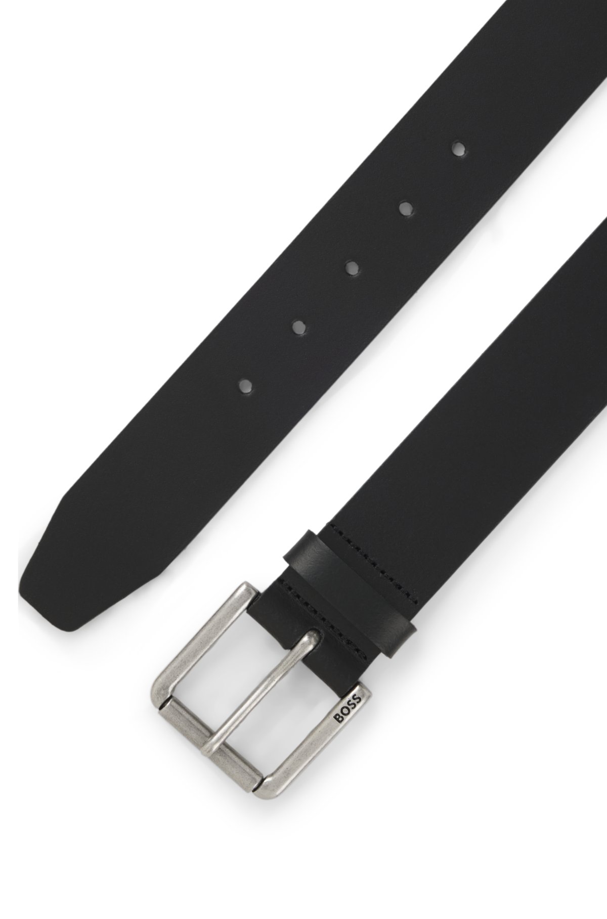 Roller-buckle belt in leather