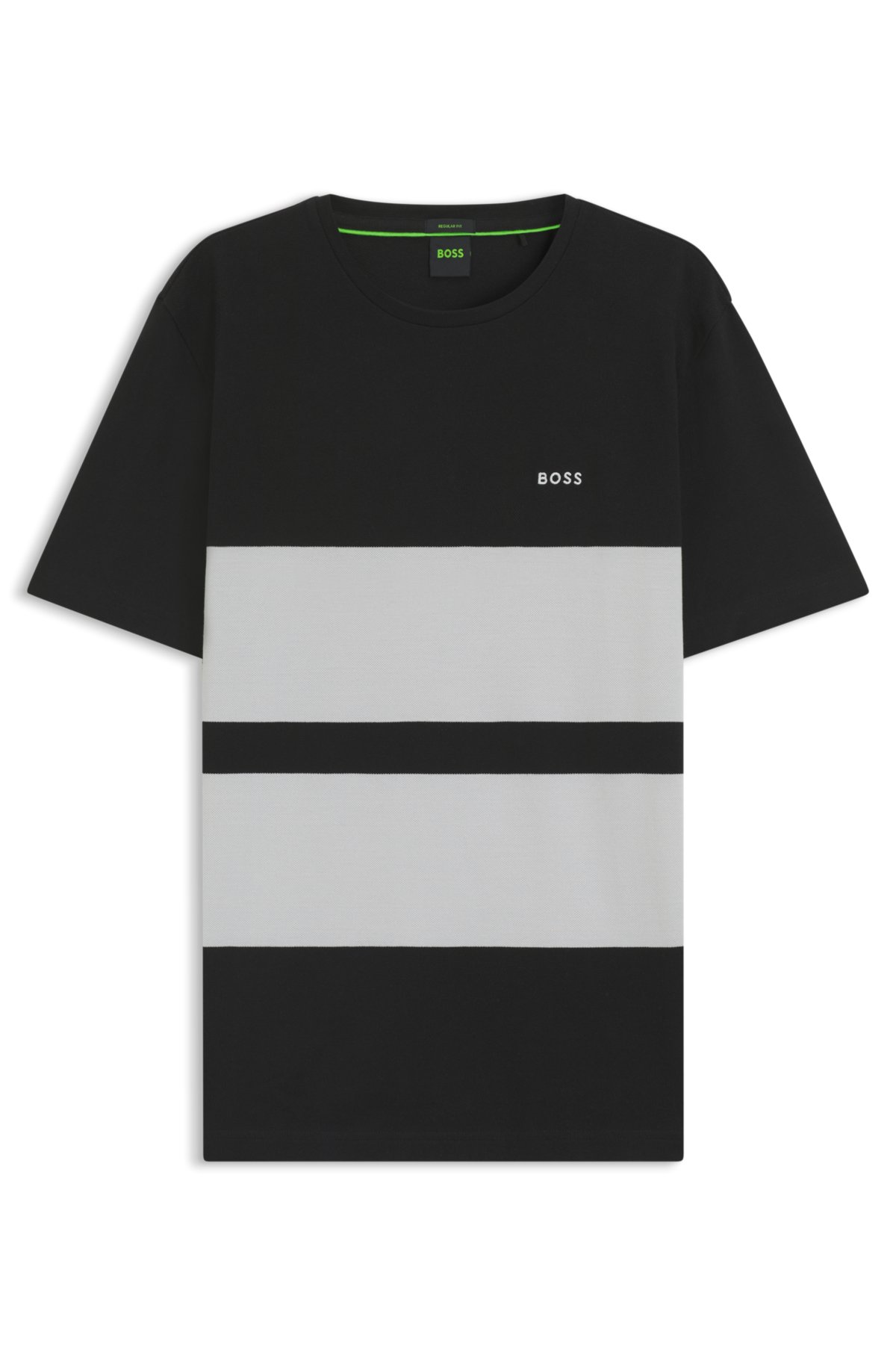 Block-stripe T-shirt in cotton piqué