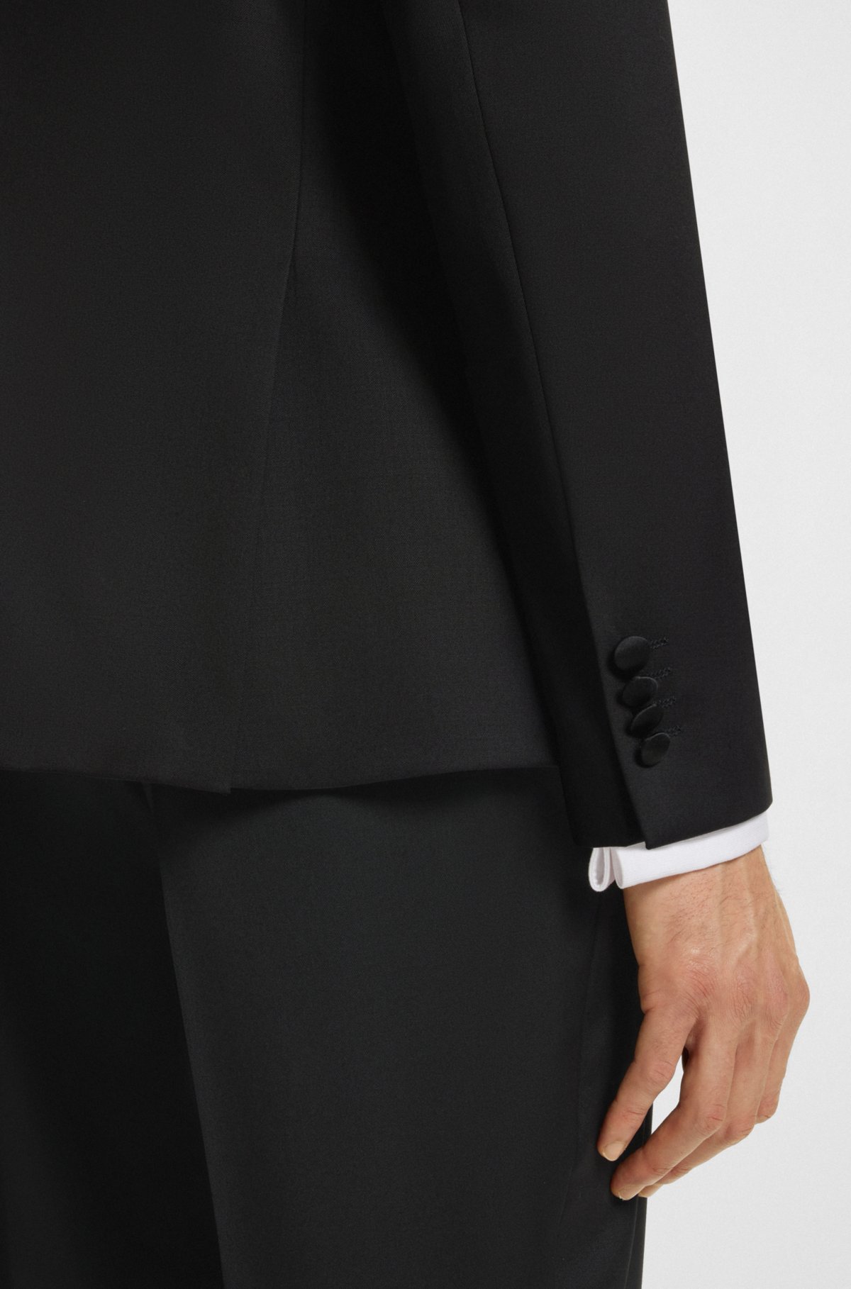 Slim-fit tuxedo jacket in virgin-wool serge