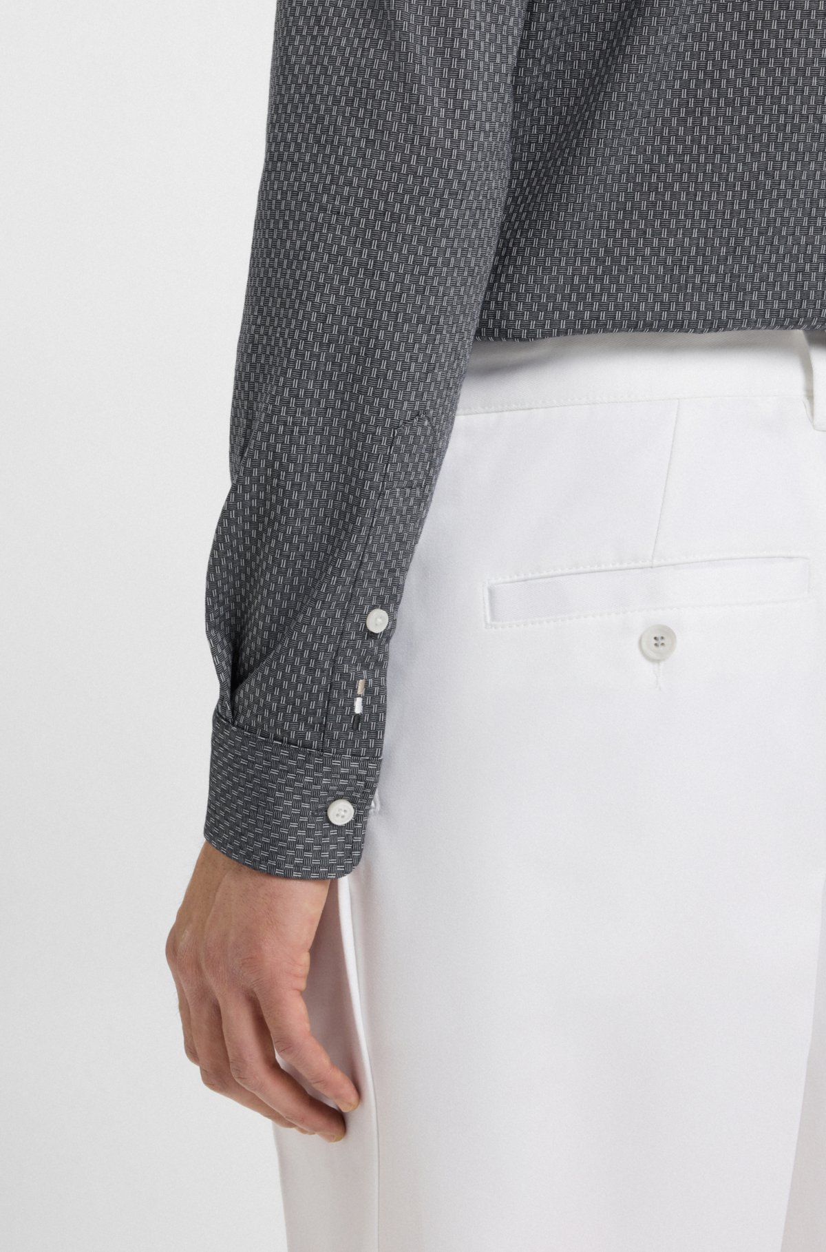 Slim-fit shirt in cotton-blend jacquard