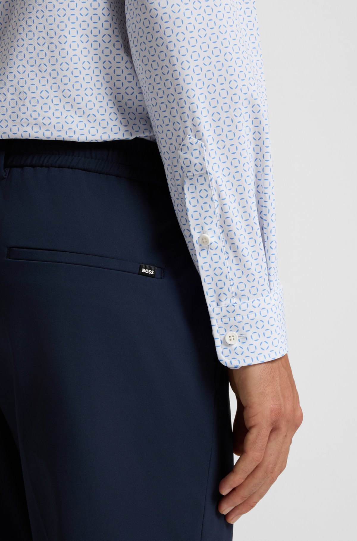 Printed slim-fit shirt in Italian performance-stretch jersey