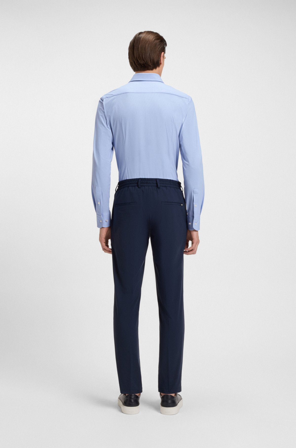 Slim-fit shirt in structured performance-stretch jersey