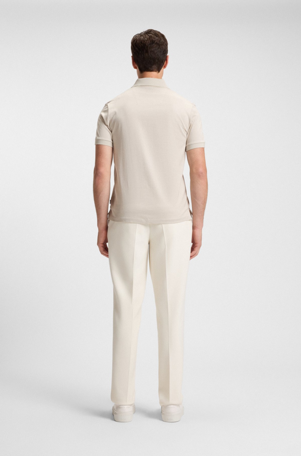 Micro-pattern polo shirt in mercerised cotton