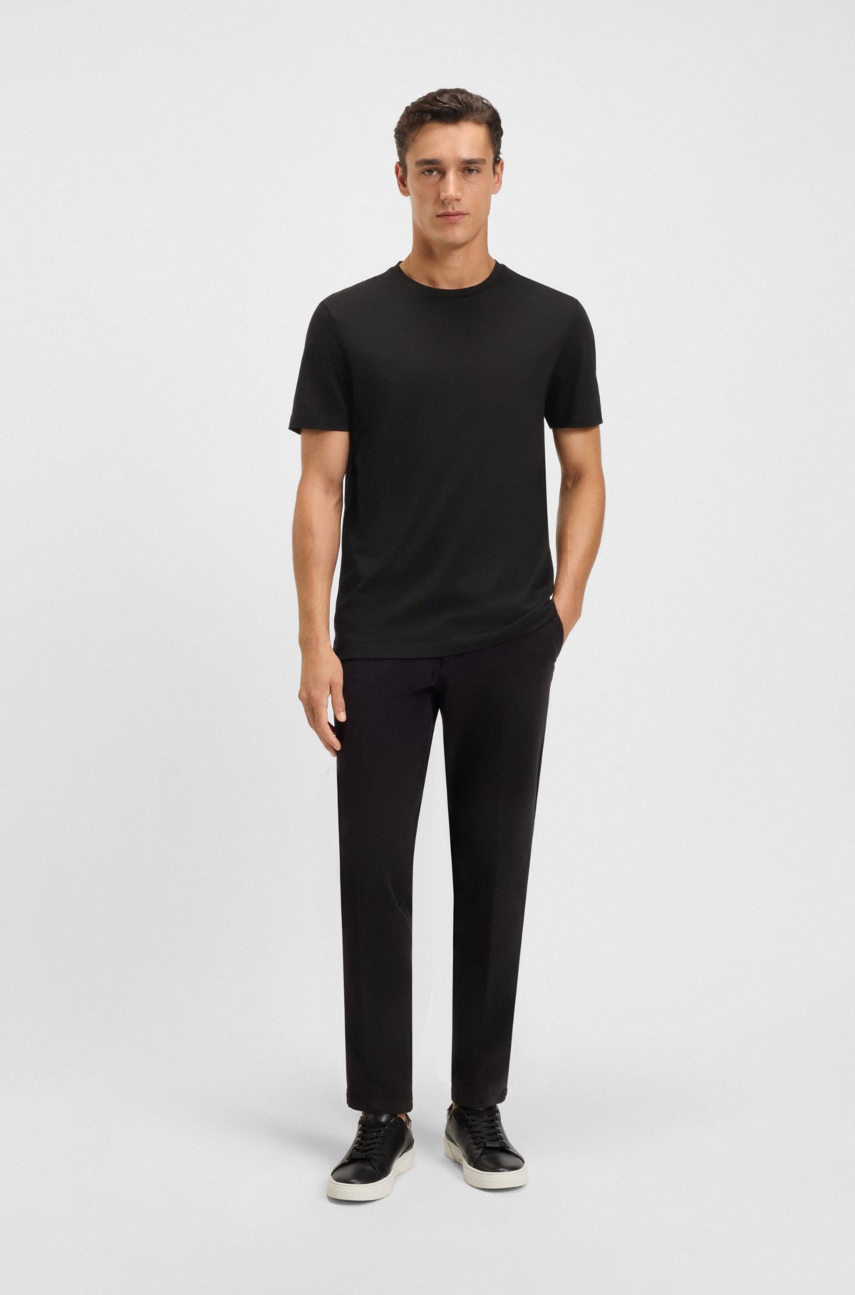Slim-fit T-shirt in mercerized cotton