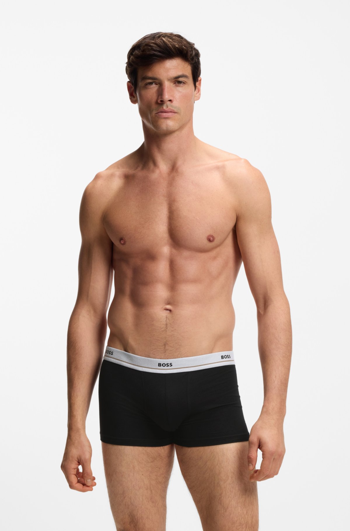 Five-pack of stretch-cotton trunks with logo waistbands