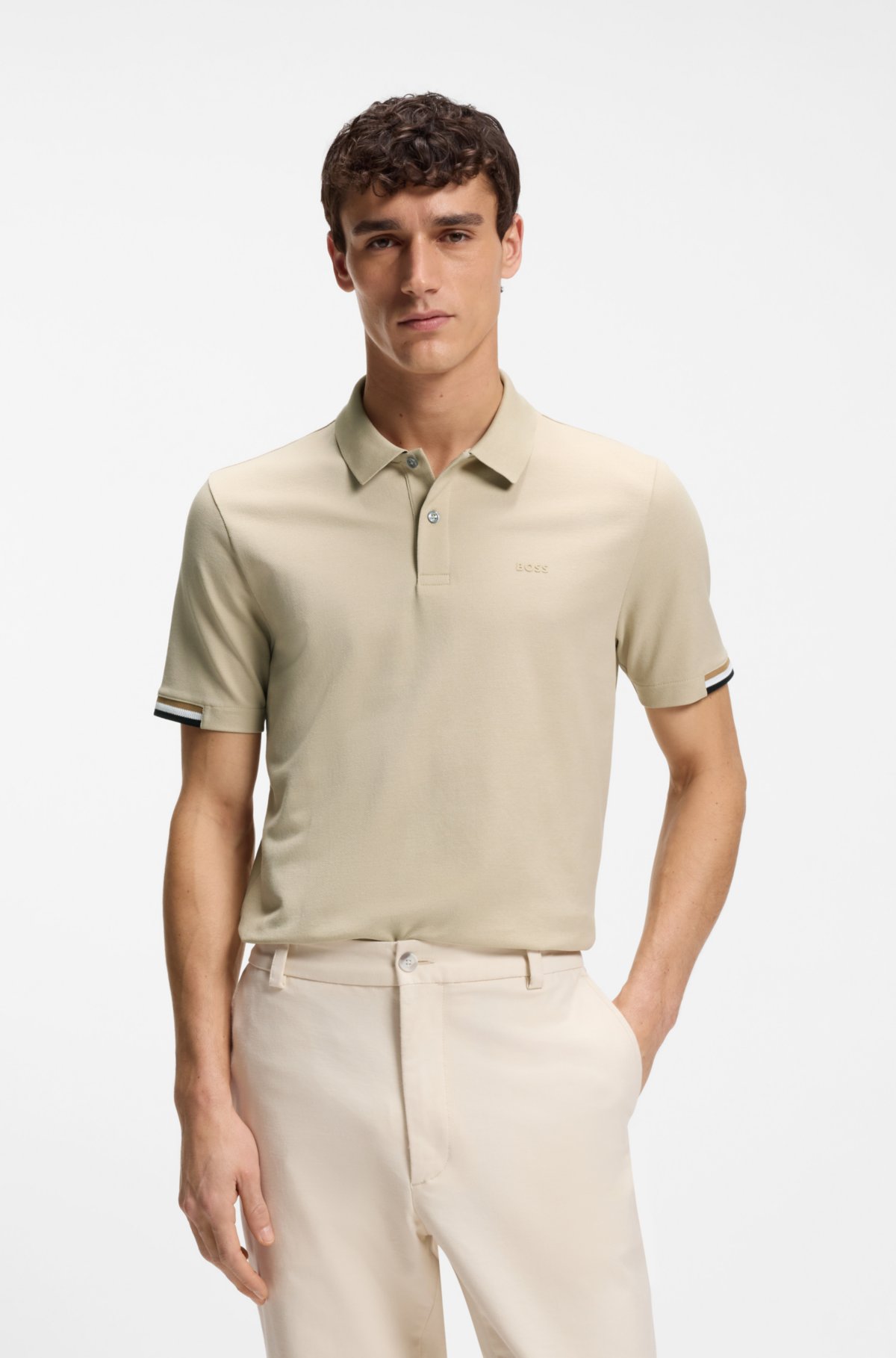 Rubberised-logo polo shirt in mercerised cotton
