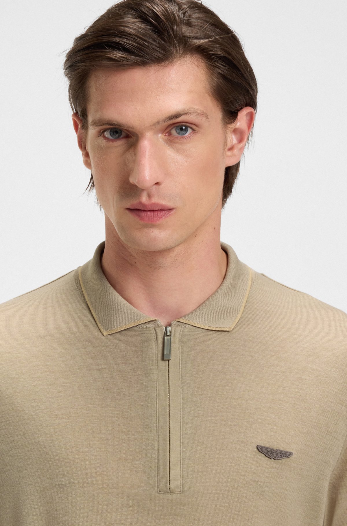 BOSS x ASTON MARTIN polo shirt with nubuck logo