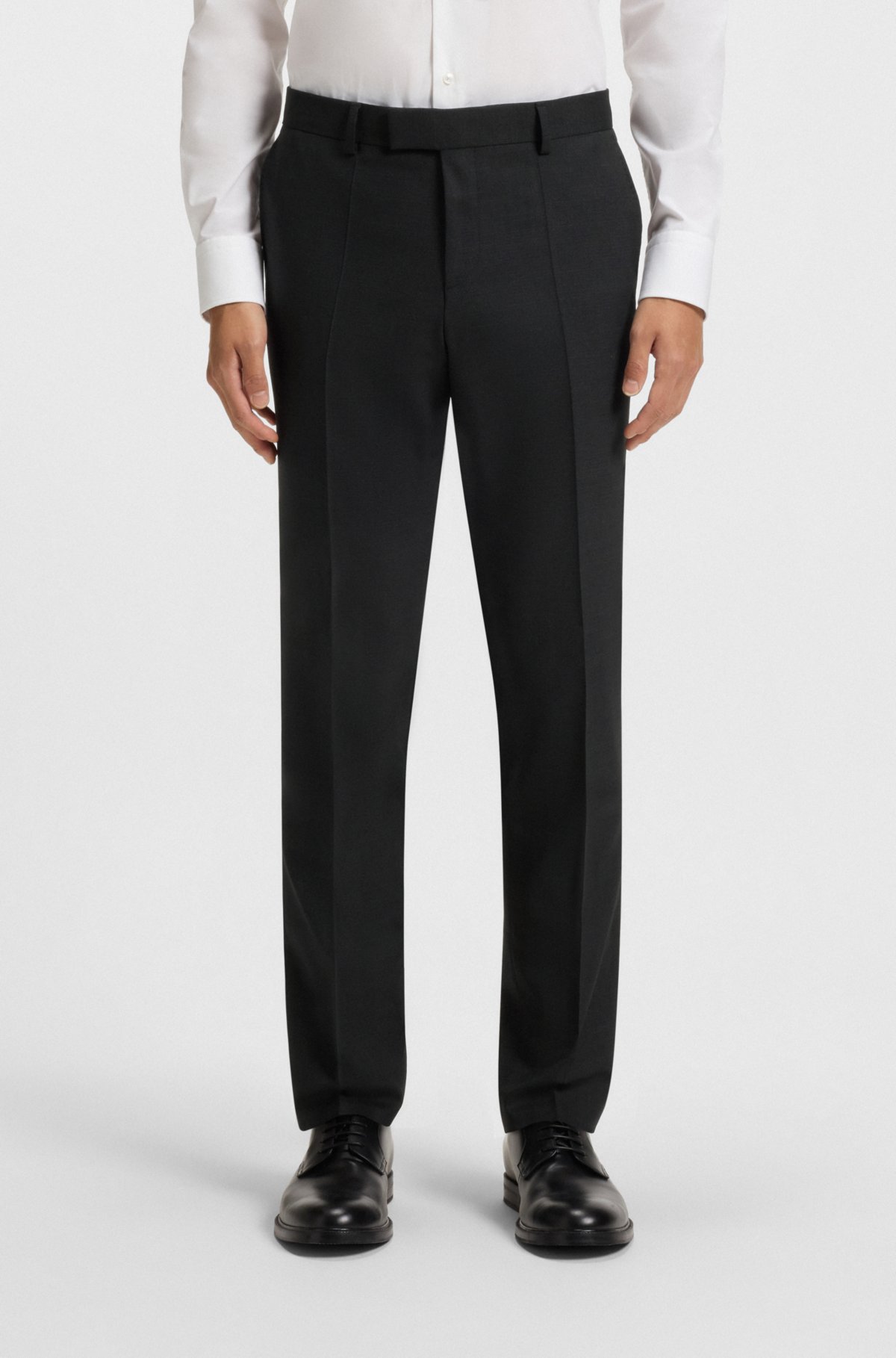 Micro-patterned slim-fit suit in stretch wool