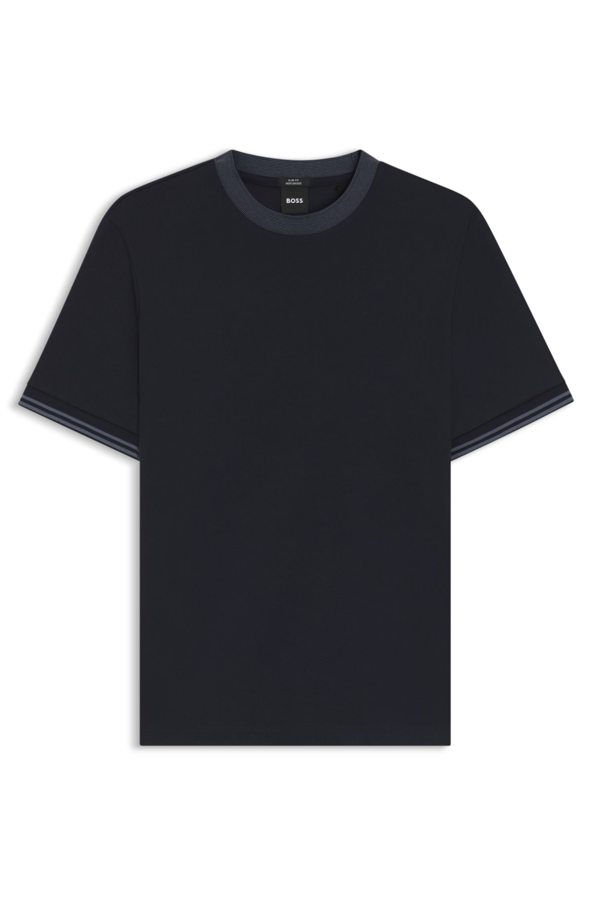 Contrast-tipping slim-fit T-shirt in mercerised cotton