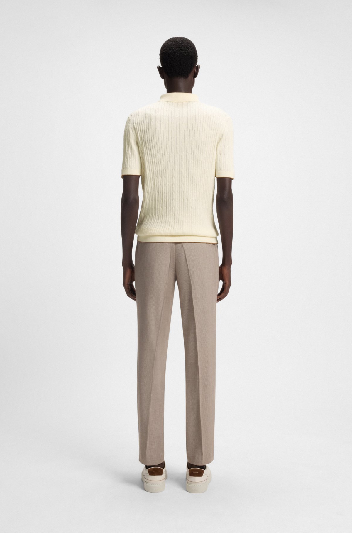 Knit polo sweater in silk and cotton