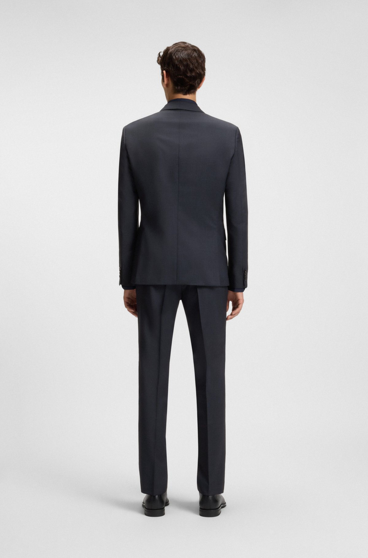 Micro-patterned two-piece slim-fit suit in virgin wool