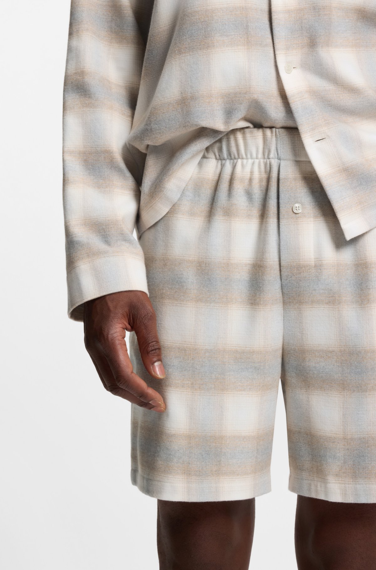 Vichy-check pyjama shorts in cotton flannel