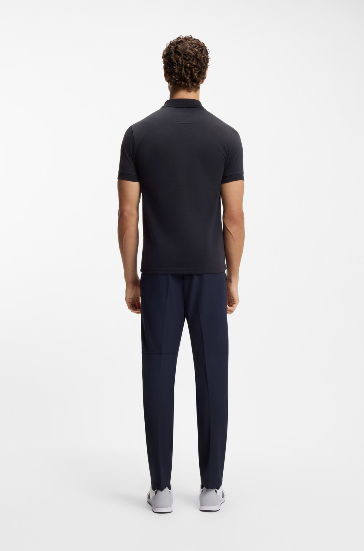 Centred-logo slim-fit polo shirt in cotton piqué