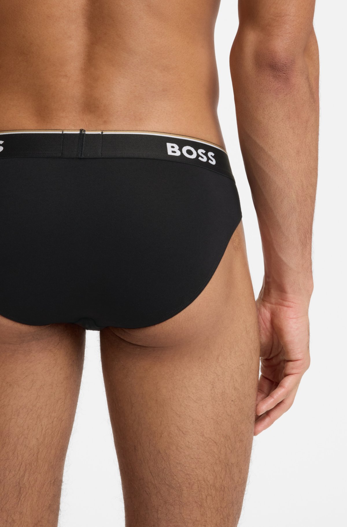 Three-pack of logo-waistband briefs in stretch cotton