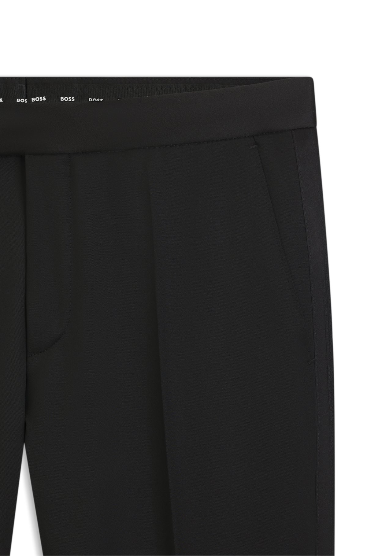 Slim-fit tuxedo trousers in virgin-wool serge