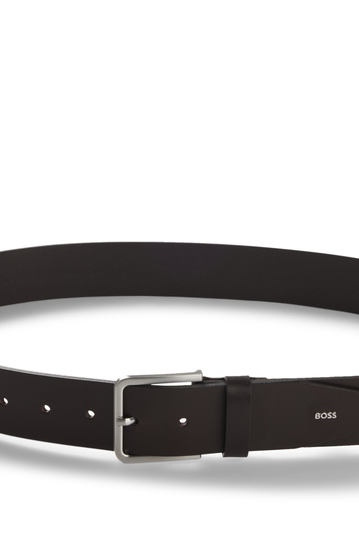 Logo-tip belt in leather