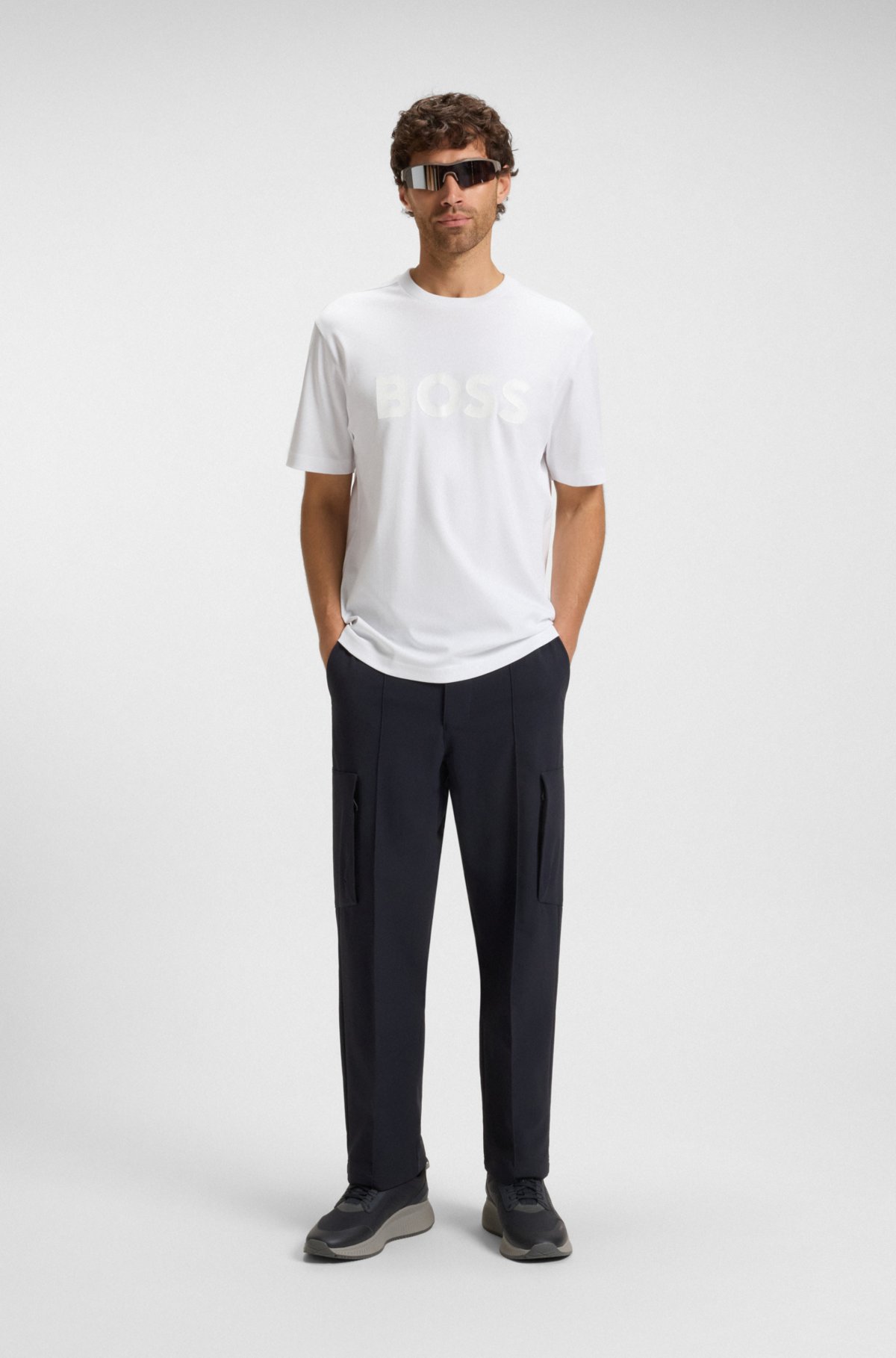 Structured-logo T-shirt in cotton jersey