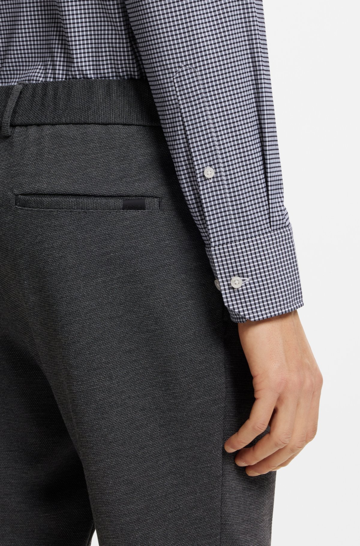 Checked regular-fit shirt in performance-stretch fabric
