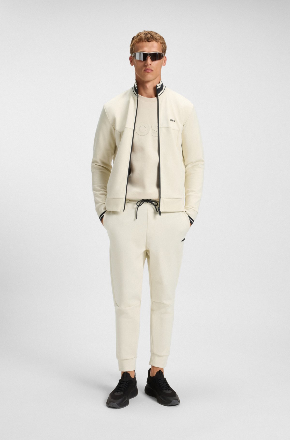 Stripe-detail tracksuit bottoms in a cotton blend