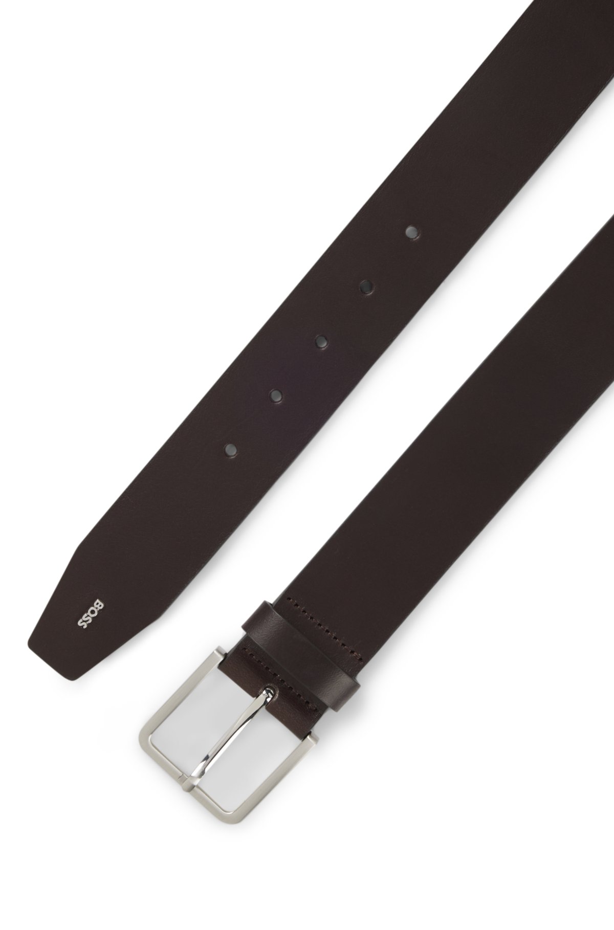Logo-tip belt in leather