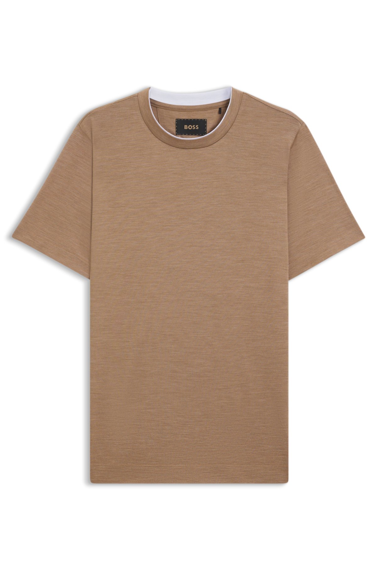 Double-collar T-shirt in cotton and silk