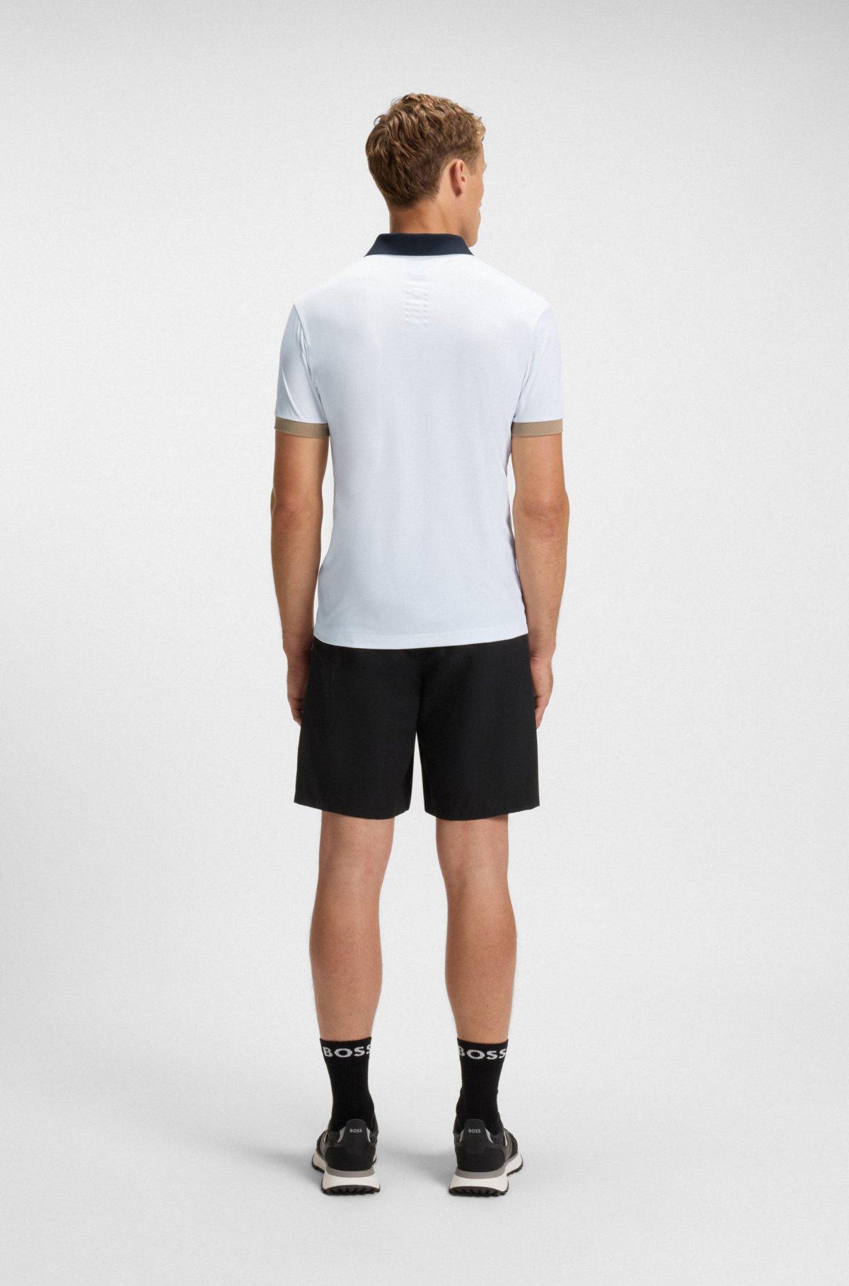 Active colour-blocked slim-fit polo shirt in ripstop fabric
