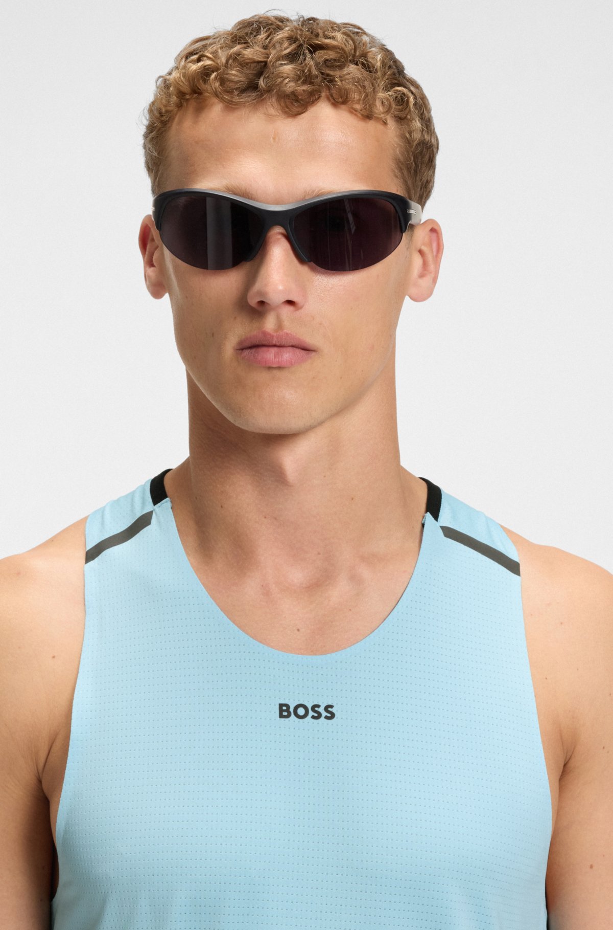 Active mesh-jersey tank top with decorative reflective details