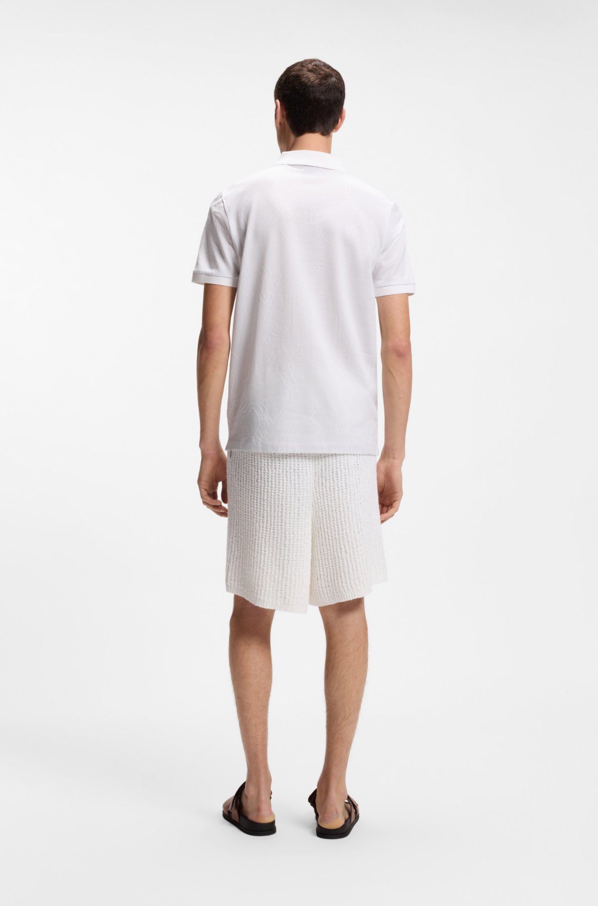 Jacquard-pattern polo shirt in cotton