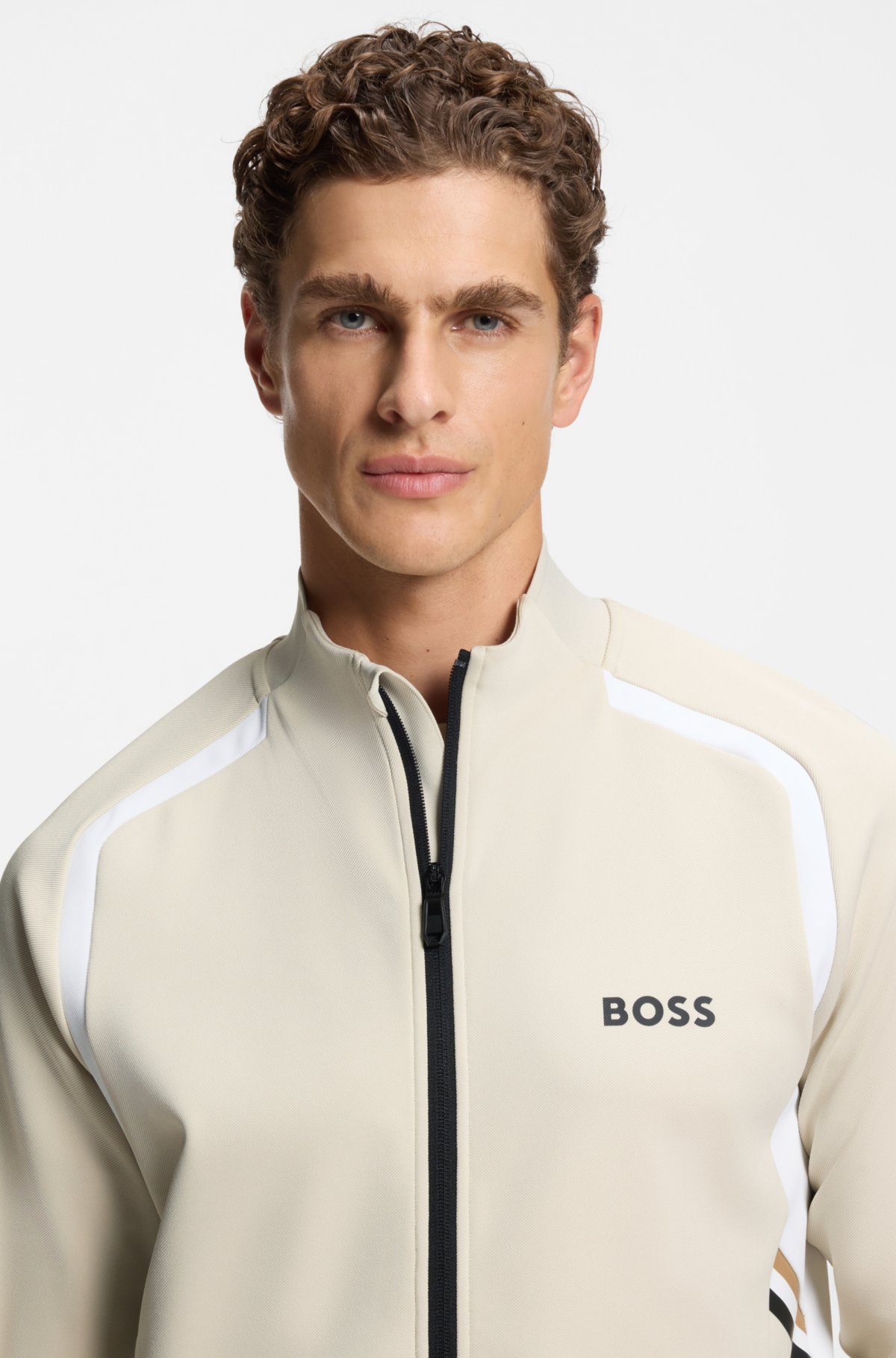 Active Zip-up sweatshirt in stretch gabardine