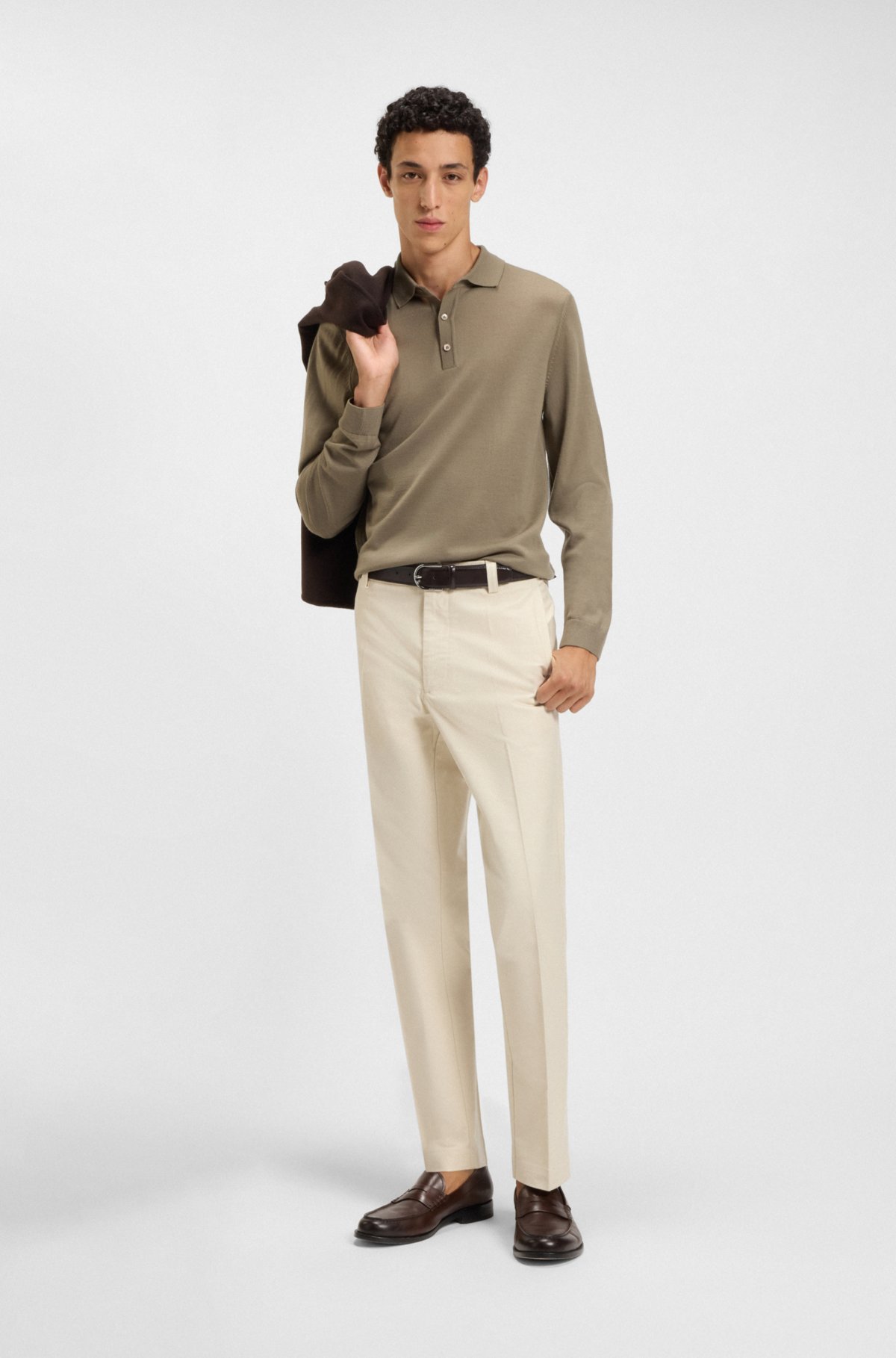 Straight-fit trousers in cotton-blend twill