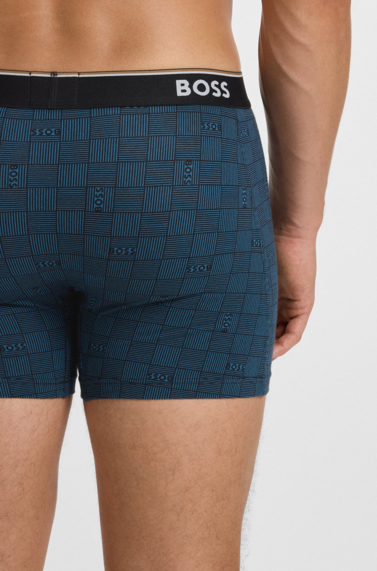 Three-pack of logo-waistband boxer briefs in stretch cotton
