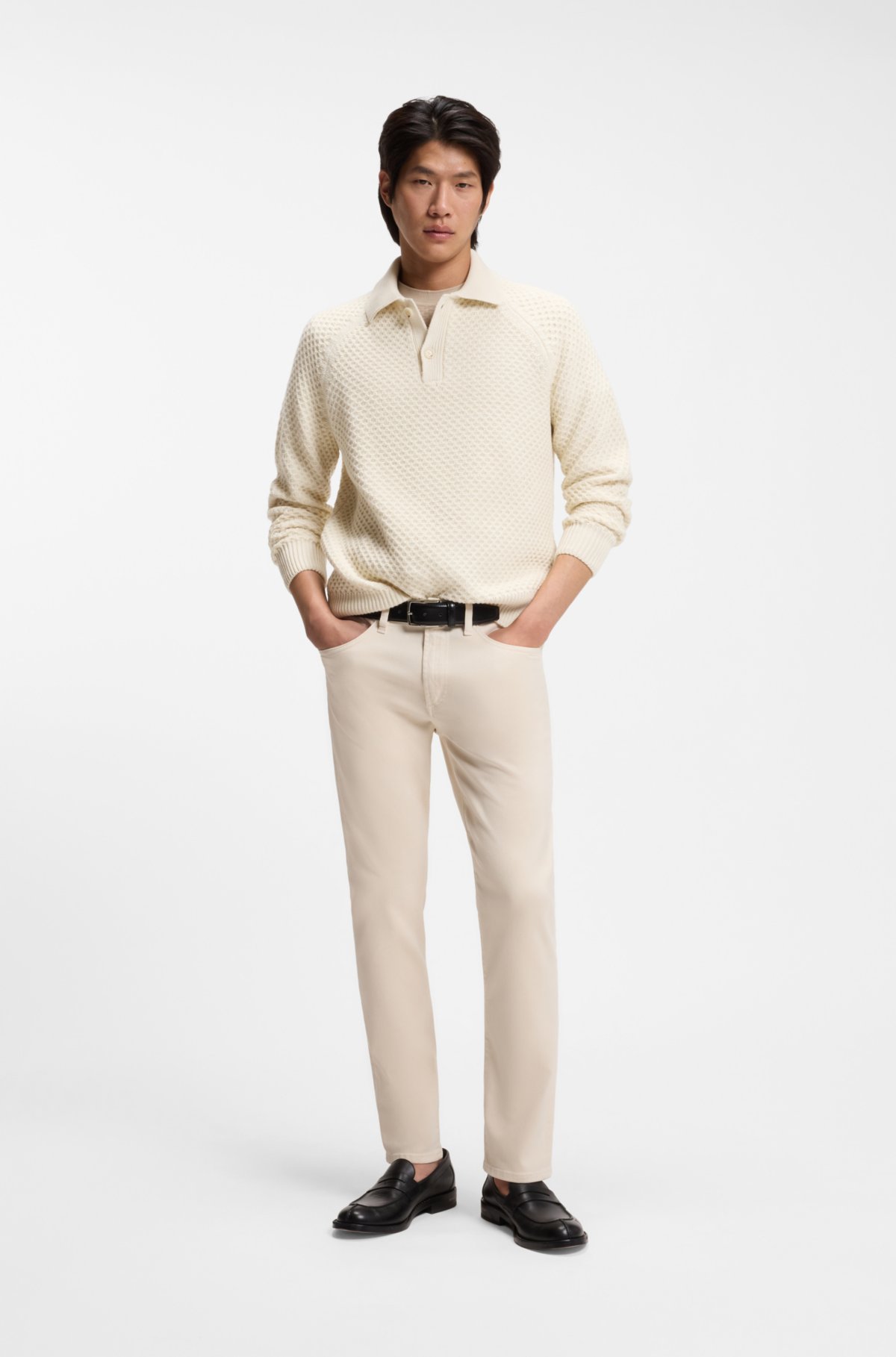 Polo-collar sweater in cashmere
