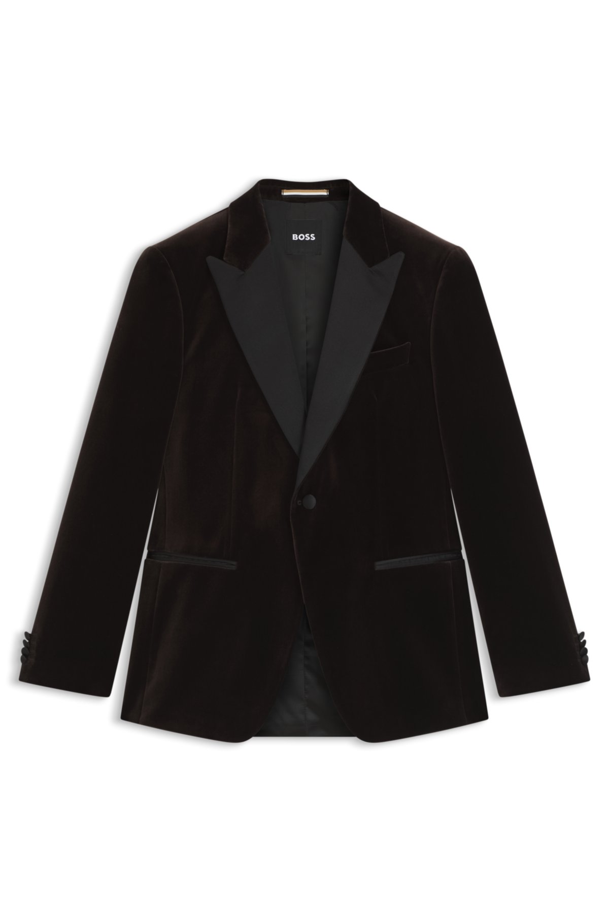 Slim-fit tuxedo jacket in cotton velvet