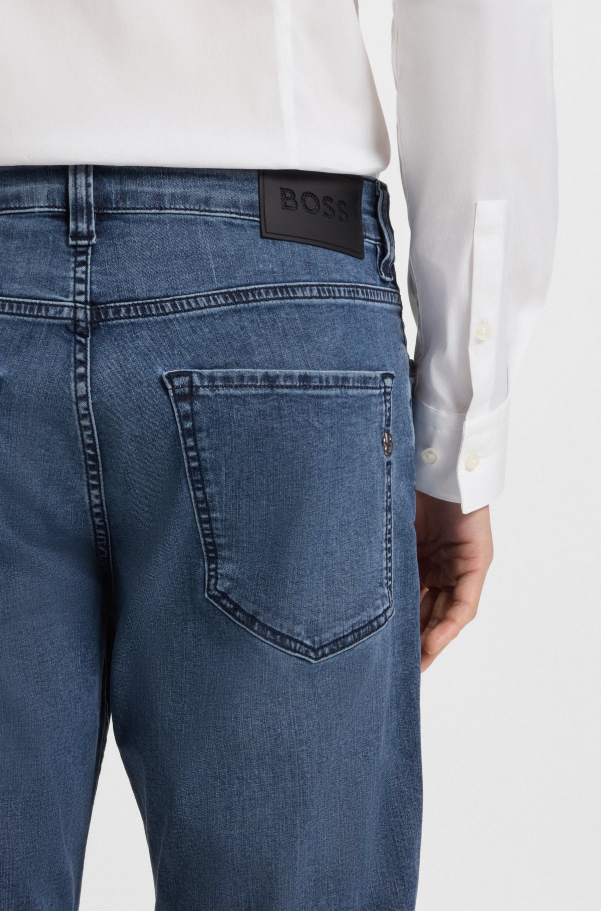 Maine blue regular-fit jeans in performance denim